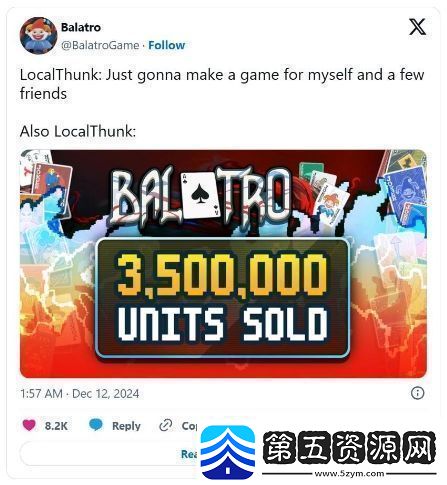 小丑牌全球所有平台销量达350万份