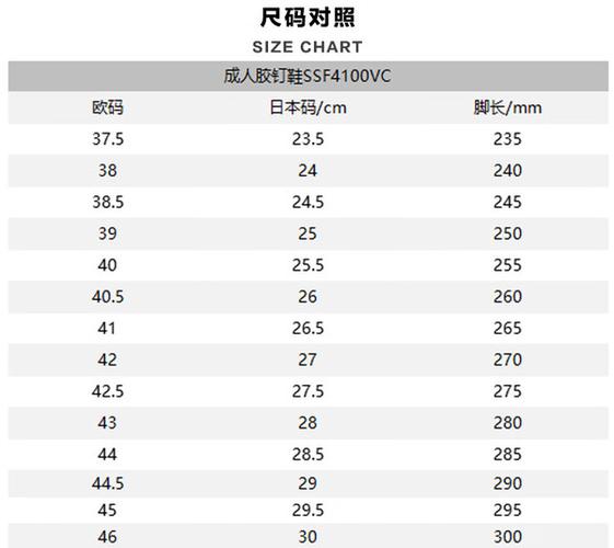 欧洲尺码与日本尺码
