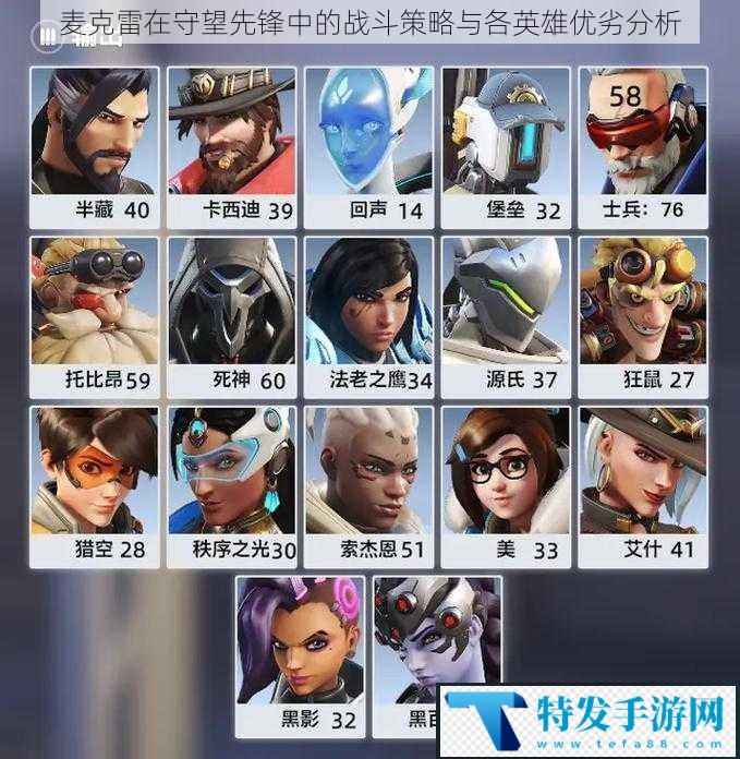 麦克雷在守望先锋中的战斗策略与各英雄优劣分析